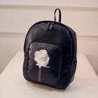 Rose Print Faux Leather Backpack