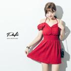 Off-shoulder V-neck Dress