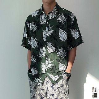 Foliage-patterned Hawaiian Shirt