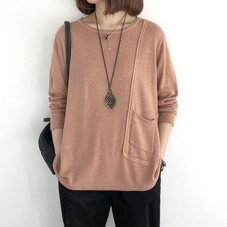 Melange Pocketed Knit Top