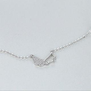 Wings Rhinestone Pendant Sterling Silver Necklace