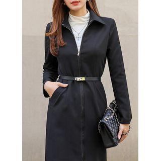 Belted H-line Zip-up Jacket