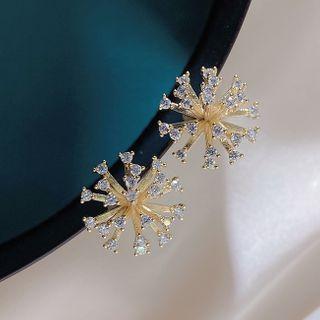 Rhinestone Flower Ear Stud 1 Pair - Rhinestones Earrings - One Size