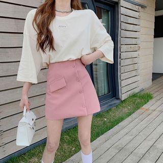 3/4-sleeve T-shirt / Mini A-line Skirt