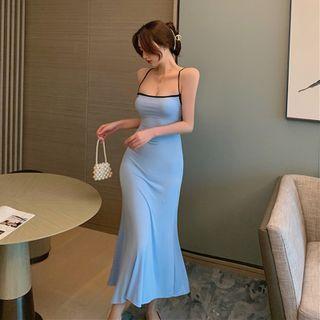 Spaghetti Strap Contrast Trim Maxi Dress