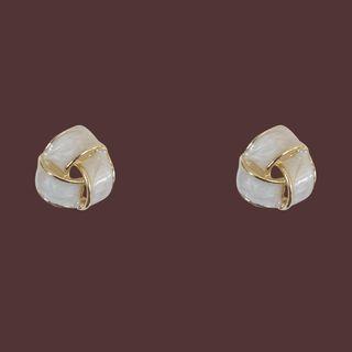 Irregular Ear Stud 1 Pair - Ear Stund - S925silver - Gold & White - One Size