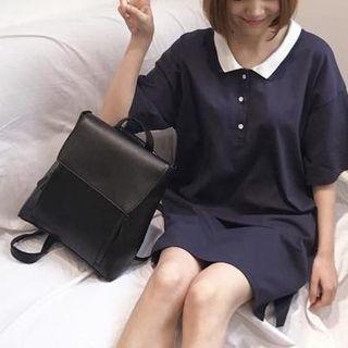 Elbow Sleeve Polo Shirtdress