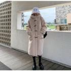Hooded Faux Shearling Midi Duffle Coat