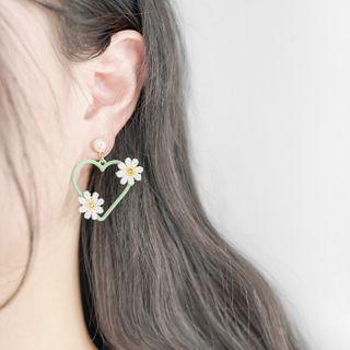 Floral Drop Sterling Silver Ear Stud / Clip-on Earring