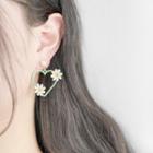 Floral Drop Sterling Silver Ear Stud / Clip-on Earring