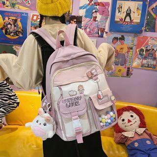 Lettering Pvc Panel Backpack / Badge / Bag Charm / Set