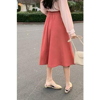 Midi Flare Skirt Red Orange - One Size