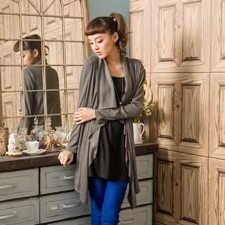 Asymmetric Long Jacket With Sash
