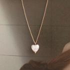 Heart Faux Pearl Pendant Necklace White Faux Pearl - Gold - One Size