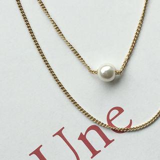 Faux-pearl Layered Chain Necklace