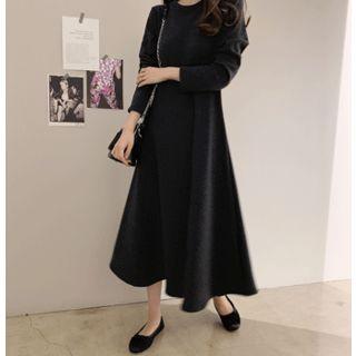 Round-neck Fleece-lined A-line Dress
