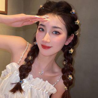 Flower Rhinestone Acrylic Hair Clamp / Set