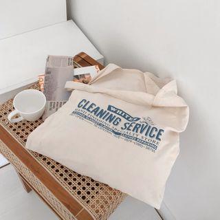 Letter-printed Cotton Shopper Bag One Size