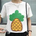Pineapple Embroidered Short Sleeve T-shirt