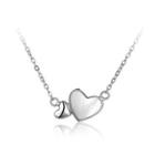 925 Sterling Silver Simple Romantic Double Heart Necklace Silver - One Size