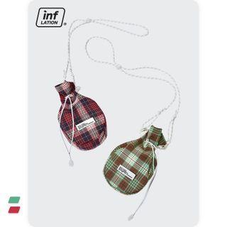 Unisex Plaid Drawstring Mini Bucket Bag