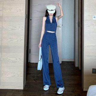 Sleeveless Striped Shirt / Dress Pants