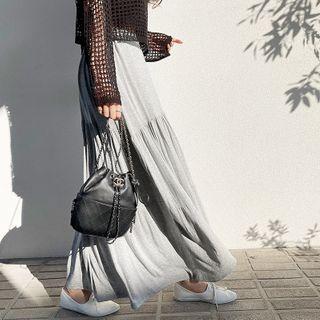 Waistband Tiered Maxi Skirt