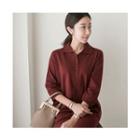 Half-placket Slit-side Knit Dress