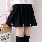 Peach Embroidered Mini A-line Skirt
