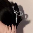Rose Alloy Hair Clamp 1pc - Silver - One Size
