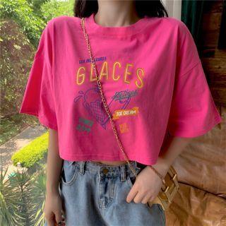 Ice Cream Print Short-sleeve Cropped T-shirt