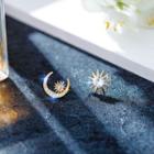 Non-matching Alloy Rhinestone Sun Moon & Star Earring