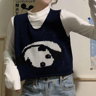 Cropped Loose-fit V-neck Vest