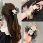 Flower Mesh Bow Hair Tie