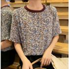 Floral Short-sleeve T-shirt As Shown In Figure - One Size