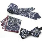Set Of 3: Printed Neck Tie + Bow Tie + Pocket Square Mz-39 - One Size