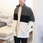 Stand-collar Color-block Fleece Jacket