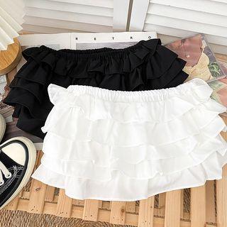Plain Ruffle Cropped Tube Top