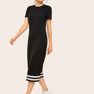 Short-sleeve Striped Hem T-shirt Dress
