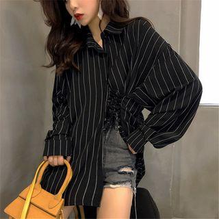 Pinstriped Lace-up Shirt