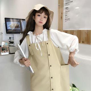 Bow Detail 3/4-sleeve Blouse / Midi Jumper Dress
