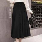 A-line Midi Pleated Knit Skirt