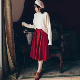 Tie-waist A-line Plain Maxi Skirt