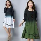 Gradient Long-sleeve A-line Dress