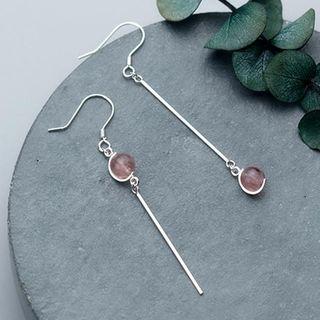 Gemstone Dangle 925 Sterling Silver Earring Light Red Gemstone - Silver - One Size