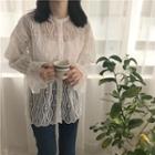 Set Of 2: Bell-sleeve Lace Top + Vest