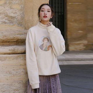 Print Mock Neck Sweatshirt