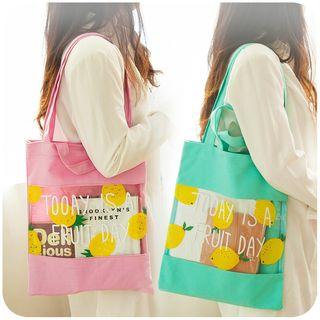 Transparent Panel Canvas Shopper Bag