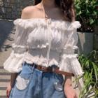 Cold Shoulder Ruffle 3/4-sleeve Top