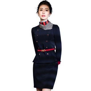 Set: Buttoned Top + Pencil-cut Skirt